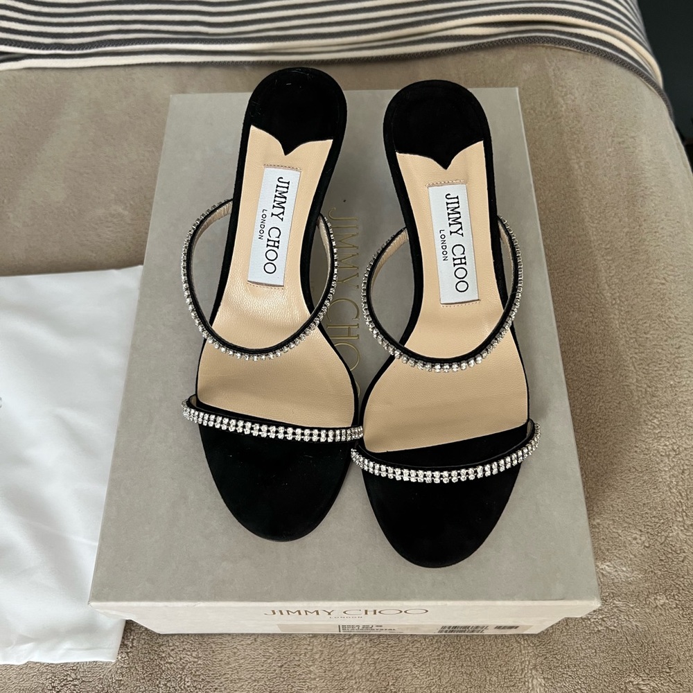 Jimmy Choo Black Brea 65 crystal sandals